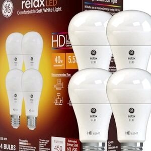 2 Packs Of 4 GE Relax LED Light Bulbs - Soft White
